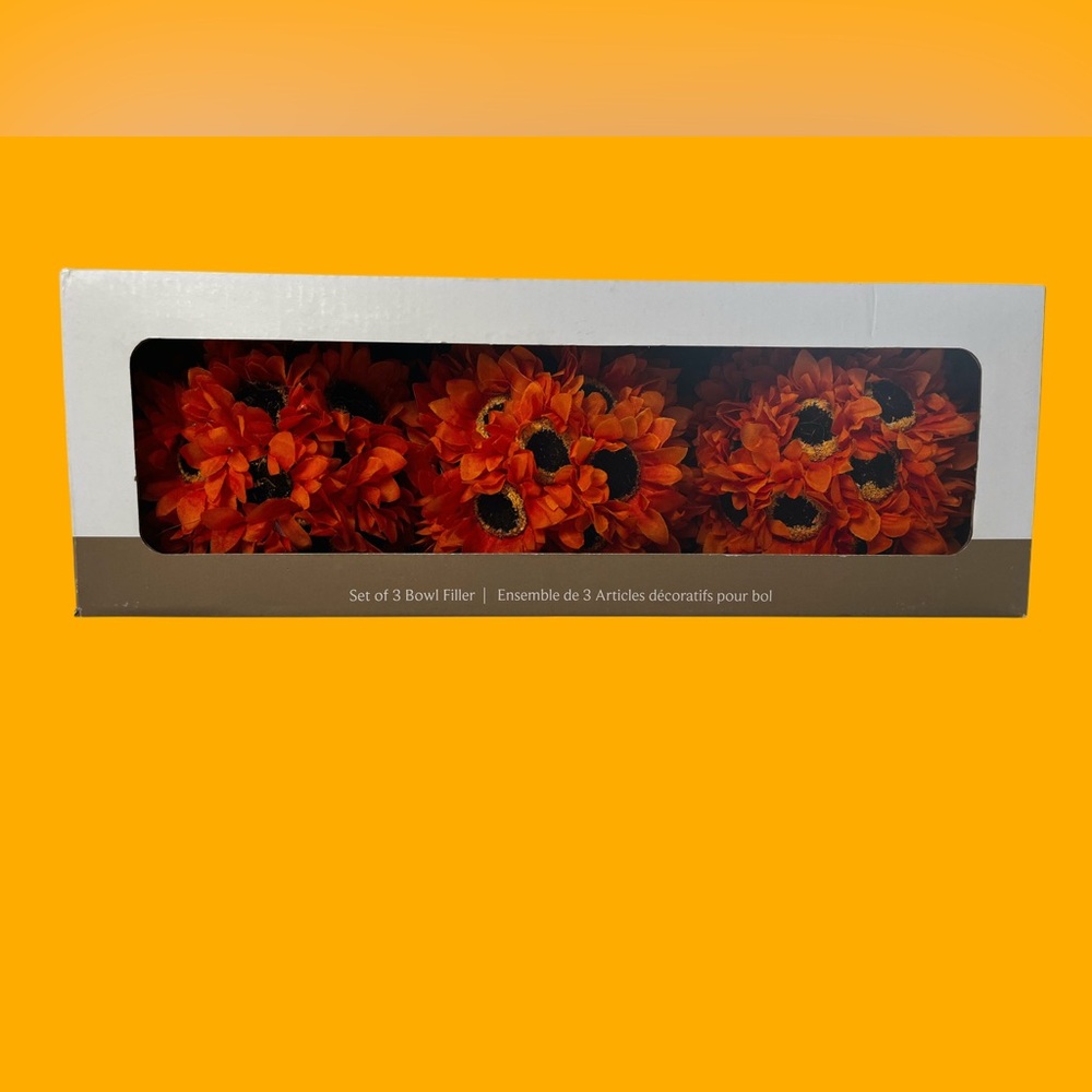 Set of 3 Faux Sunflower Bowl Fillers